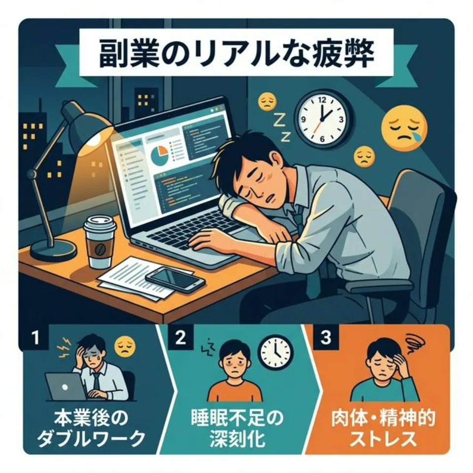 仕事のあとの副業で、疲れ切っていた